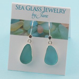 Rare Deep Aqua Sea Glass Earrings
