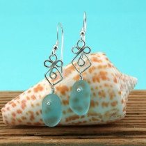 Aqua Sea Glass Earrings. Sterling Silver. Genuine Sea Glass. Ready for Fast, Free Shipping.