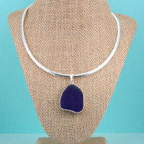 Cobalt Blue Sea Glass Necklace Bezel Set in Sterling Silver. One of a Kind. Ready for Immediate Free Shipping!