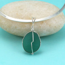 Aqua Sea Glass Necklace. Antique Sea Glass Insulator. Genuine and Rare. Nova Scotia. One of a Kind. Ready for Fast, Free Shipping.