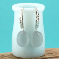 Stylish Gray Sea Glass Earrings. Sterling Silver. Genuine Sea Glass. One of a Kind. Ready for Fast, Free Shipping.