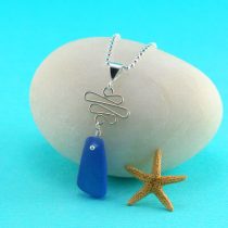 Cornflower Blue Sea Glass Necklace