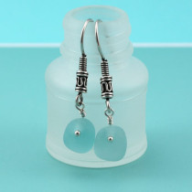 Aqua Sea Glass Earrings. Sterling Silver. Genuine Sea Glass. Ready for Free Shipping.