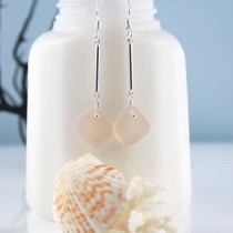 Pink Sea Glass Earrings with Sterling Silver Ear Wires. Ready for immediate, fast, free shipping.