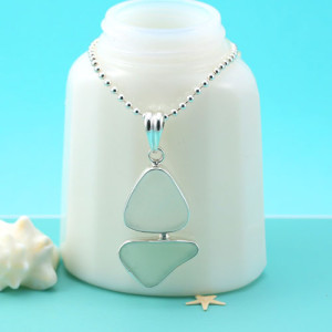 Sea Glass Necklace Sailboat. One of a Kind. Genuine Sea Glass. Ready for Fast, Free Shipping.