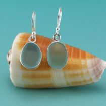 Aqua Sea Glass Earrings Bezel Set. Sterling Silver. Genuine Sea Glass. Only One Pair Like This Available. Ready for Fast, Free Shipping.