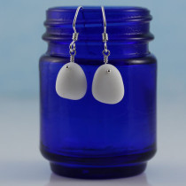 Beach Glass Earrings, genuine, made with opaque, antique milk glass. Great for everyday wear, they go with everything. These are thick and chunky and fun. Another original design from A Day at the Beach Fine Sea Glass Jewerly
