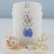 Cornflower Blue Sea Glass Earrings with Sterling Silver Accents and Ear Wires. This is the actual pair that you will receive and they are ready for immediate shipping!