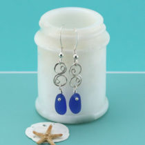 Cobalt Blue Beach Glass Earrings. Genuine Beach Glass. One of a Kind. Ready for Fast, Free Shipping.