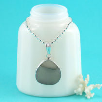 Gray Sea Glass Necklace Bezel Set in Sterling Silver. Genuine Antique Sea Glass from Nova Scotia. Ready for Fast Free Shipping.