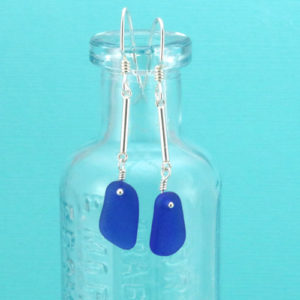 Classic Cobalt Blue Sea Glass Earrings. Genuine Sea Glass. Sterling Silver. Ready for Fast, Free Shipping.