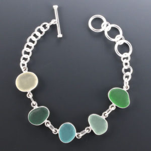 Sea Glass Bracelet Bezel Set. Sterling Silver. Genuine Sea Glass. One of a Kind. Ready for Fast, Free Shipping.