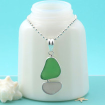 Sea Glass Necklace Bezel Set Sailboat. Sterling Silver. Genuine Sea Glass. Ready for Fast, Free Shipping.
