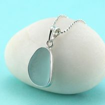 Aqua Sea Glass Pendant Bezel Set