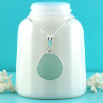 Sea Foam Sea Glass Necklace.Bezel Set, Sterling Silver. Genuine Sea Glass. Ready for Fast, Free Shipping.