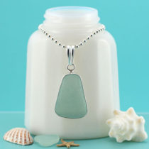 Sea Foam Sea Glass Pendant Bezel Set in Sterling Silver. Genuine Sea Glass. Ready for Fast, Free Shipping.