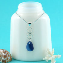 Blue Sea Glass Necklace. Rare, Genuine. Multi from the UK. Ready for Fast, Free Shipping.