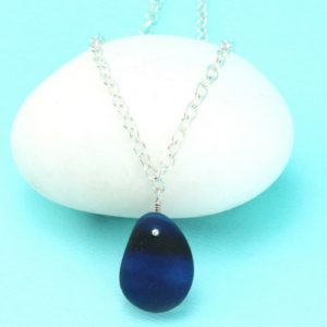 Shades of Blue Cobalt Sea Glass Multi Necklace. Sterling Silver. Genuine Sea Glass. Ready for Fast, Free Shipping