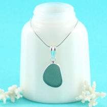 Aqua Sea Glass Pendant Bezel Se