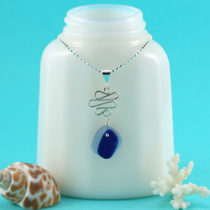 Blue Sea Glass Pendant. Genuine Sea Glass. Rare Multi from UK. Blue and Light Blue. Sterling Silver Necklace. Ready for Fast, Free Shipping.