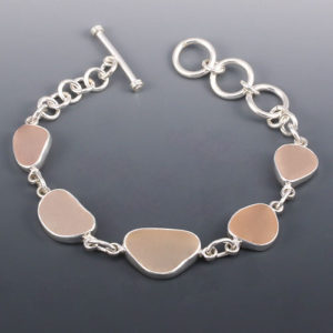 Pink Sea Glass Bracelet Bezel Set in Sterling Silver. One of a Kind. Genuine Sea Glass. Ready for Fast, Free Shipping.