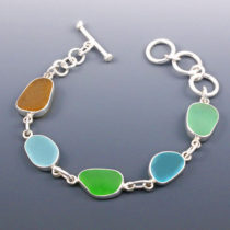 Sea Glass Bracelet Bezel Set in Sterling Silver. Multiple Colors. Genuine Sea Glass. Ready for Fast, free Shipping.