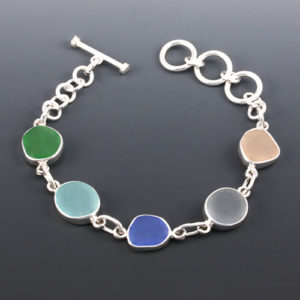 Sea Glass Bracelet Bezel Set. Multiple Colors. Ready for Fast, Free Shipping.