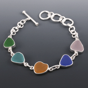 Sea Glass Bracelet Bezel Set. Multiple Colors. One of a Kind. Ready for Fast, Free Shipping.