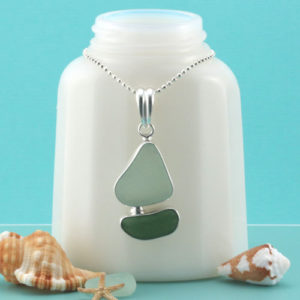 Sea Glass Necklace Bezel Set Sailboat. Sterling Silver. Genuine Sea Glass. Ready for Fast, Free Shipping.