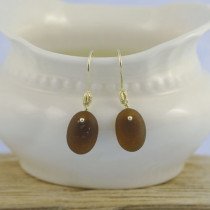 Amber Sea Glass Earrings with Gold Filled Earring Wires.