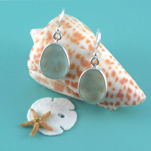 Aqua Sea Glass Earrings Bezel Set in Sterling Silver. Ready for fast free shipping. Genuine Sea Glass. One of a Kind.
