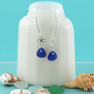 Cobalt Blue Sea Glass Earrings. One of a Kind. Genuine Sea Glass. Ready for Fast, Free Shipping.