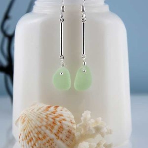 UV Green Sea Glass Earrings with Stering Silver. Glow under UV/Black Light. One of a kind. Available for fast, free shipping.