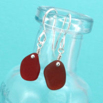 Ruby Red Sea Glass Earrings. Sterling Silver. Genuine Sea Glass. Ready for Fast, Free Shipping.