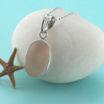 Pink Sea Glass Necklace Bezel Set