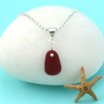 Regal Red Sea Glass Pendant Necklace. Genuine Sea Glass. One of a Kind. Ready for Fast, Free Shipping.