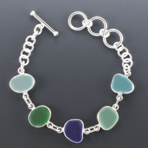 Sea Glass Bracelet Bezel Set. Sterling Silver. One of a Kind. Genuine Sea Glass. Ready for Fast, Free Shipping.
