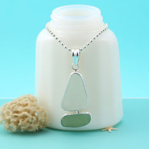 Sea Glass Necklace Bezel Set Sailboat. Sterling Silver. Genuine Sea Glass. Ready for Fast, Free Shipping.