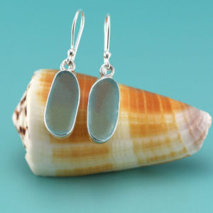Aqua Sea Glass Earrings Bezel Set. Genuine Sea Glass. One of a Kind. Sterling Silver. Ready for Fast, Free Shipping.