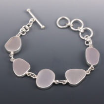 Sea Glass Bracelet Bezel Set in Sterling Silver. Genuine Lavender Sea Glass Gems. Ready for Fast, Free Shipping.