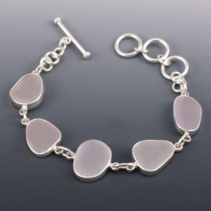 Lavender Sea Glass Bracelet Bezel Set in Sterling Silver. Genuine Lavender Sea Glass Gems. Ready for Fast, Free Shipping.