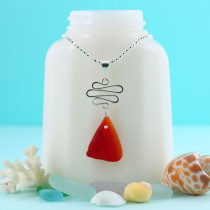Red Orange Sea Glass Pendant