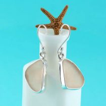 Peachy Pink Sea Glass Bezel Set Earrings