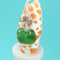 Lively Lime Green Sea Glass Earrings. Genuine Sea Glass. Sterling Silver. Ready for Fast, free Shipping.