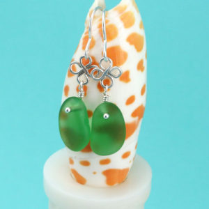 Lively Lime Green Sea Glass Earrings. Genuine Sea Glass. Sterling Silver. Ready for Fast, free Shipping.