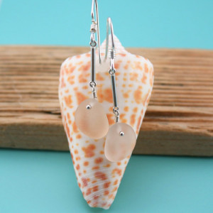 Authentic Pink Sea Glass Earrings with Sterling Silver. One of a Kind.