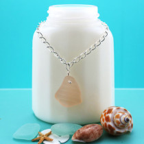Pink Sea Glass Neckace with pattern. Sterling Silver.