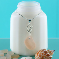 Pink Sea Glass Necklace Sterling Silver Accent and Necklace