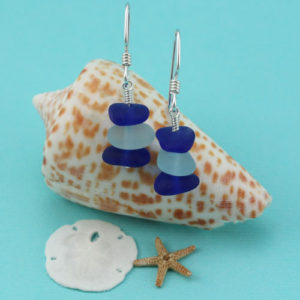 Cobalt Blue/Aqua Sea Glass Earrings