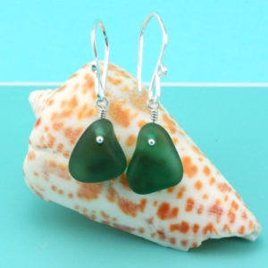 Teal Sea Glass Earrings. Sterling Silver. Genuine Sea Glass. One of a Kind. Ready for Fast, Free Shipping.